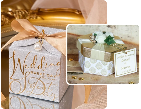 2 Favor Boxes with ribbon
