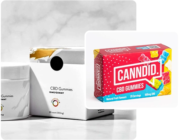 2 Printed CBD Gummies boxes