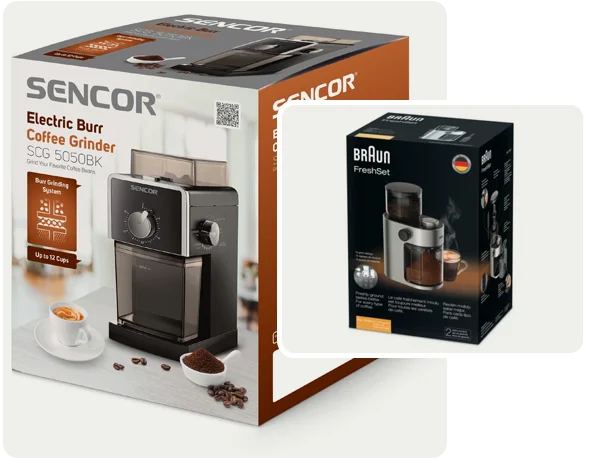 2 coffee grinder boxes