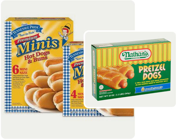 2 frozen hot dog boxes