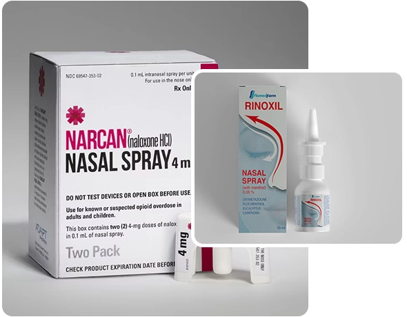 2 nasal spray boxes
