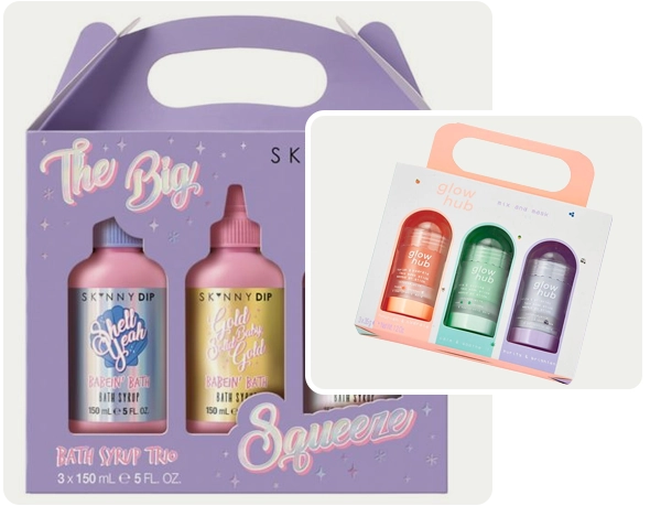 2 printed bottle carrier boxes