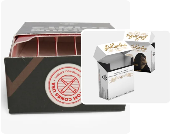 2 printed cigarette style boxes