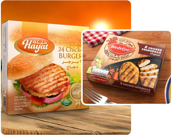 2 printed frozen chicken boxes