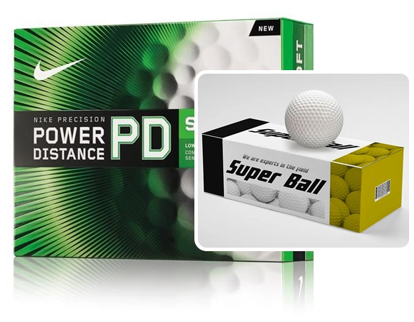 2 printed golf ball boxes