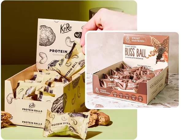 2 printed protein ball boxes