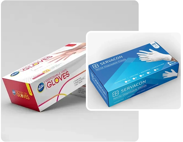 2 rectangle latex gloves boxes