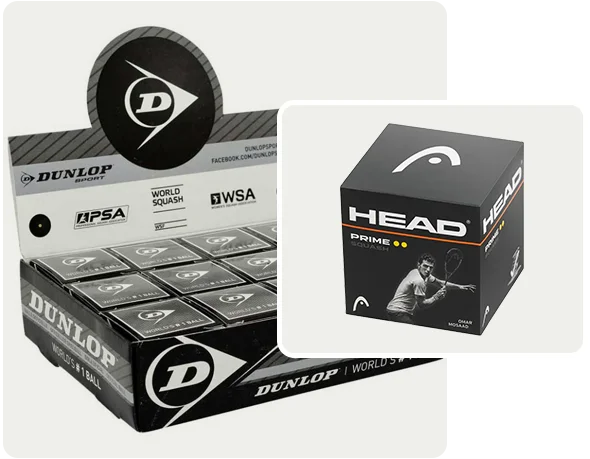 2 squash ball boxes