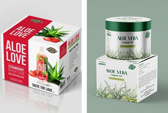 3 Square aloe vera boxes