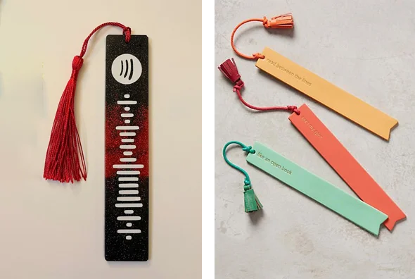 3 bookmarks with fancy ribbons
