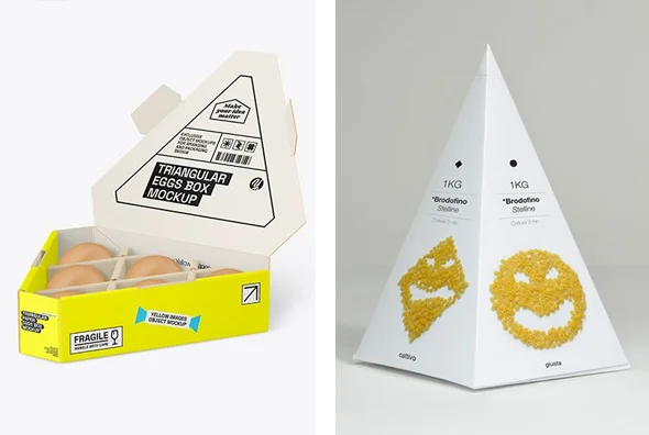 3 cardboard triangular boxes