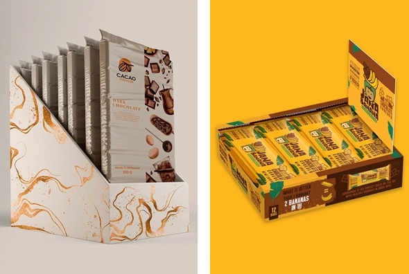 3 chocolate display boxes