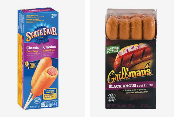 3 frozen hot dog boxes