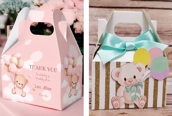 3 gable teddy bear boxes