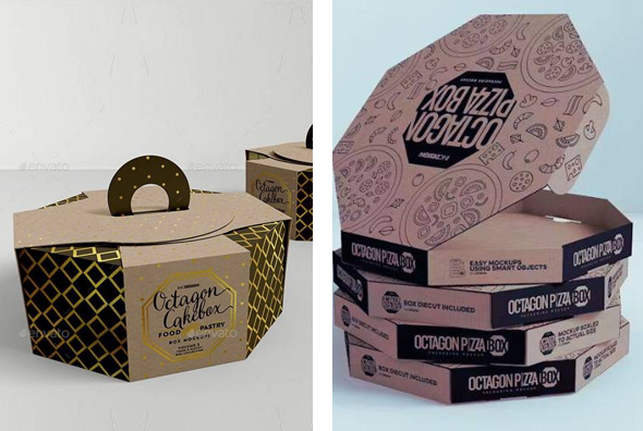 3 kraft octagon boxes