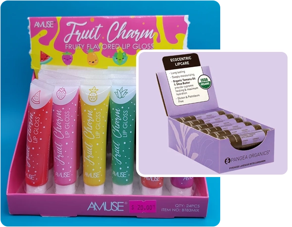 3 lip gloss display boxes