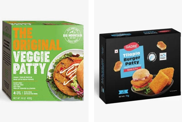 3 printed burger patty boxes