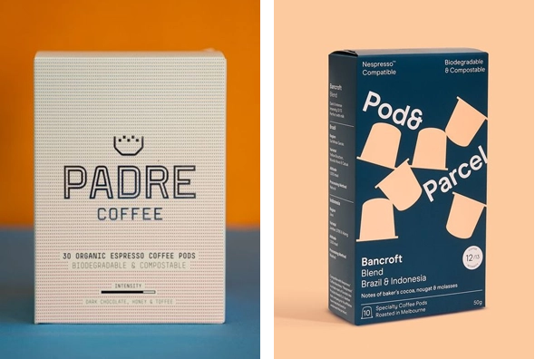 3 printed coffee pod boxes