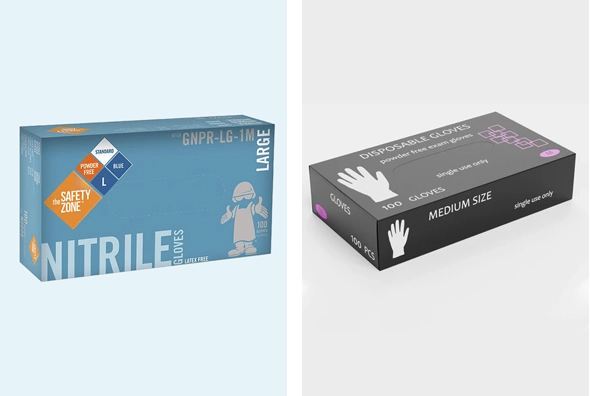 3 printed latex gloves boxes