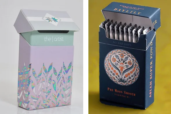 3 rectangle cigarette style boxes