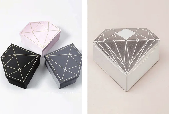 3 silver foil diamond boxes