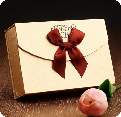 4 chocolate truffle boxes with ribbon