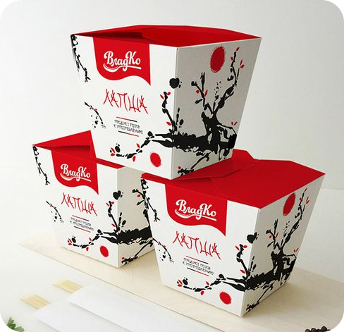 4 printed Noodle Boxes